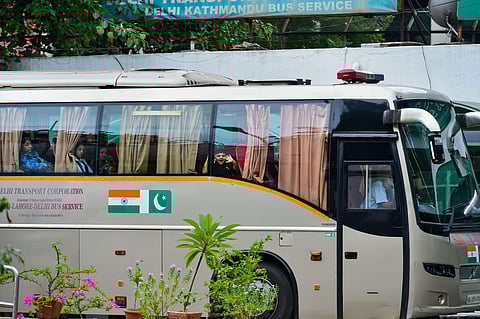 Passengers board the Delhi-Lahore bus also known as Sada-e-Sarhad at Ambedkar terminal in New Delhi Friday August 9 2019. | PTI