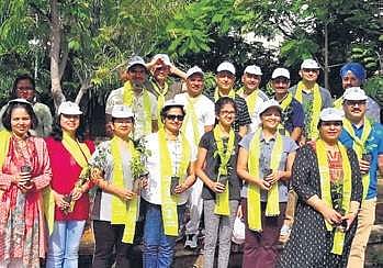 Senior IPS officers plant saplings in Hyderabad on Sunday | express photo