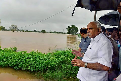 Karnataka Chief Minister BS Yediyurappa visits flood-affected areas of Belagavi (Photo | PTI)