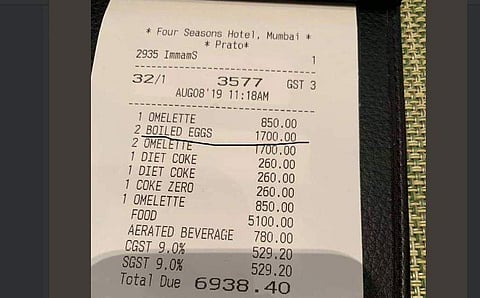 Twitter explodes as man says Mumbai hotel charged Rs 1700 for boiled eggs. (Photo | Twitter)