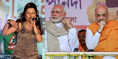 Rapper Hard Kaur (L) and PM Narendra Modi with Union Home Minister Amit Shah (Photo | PTI)