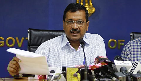 Delhi Chief Minister Arvind Kejriwal addresses a press conference at Delhi Secretariat in New Delhi. (Photo | Arun Kumar, EPS)