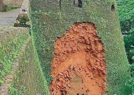 The outer wall of the Bekal Fort which crumbled in the rain. | Express Photo Services