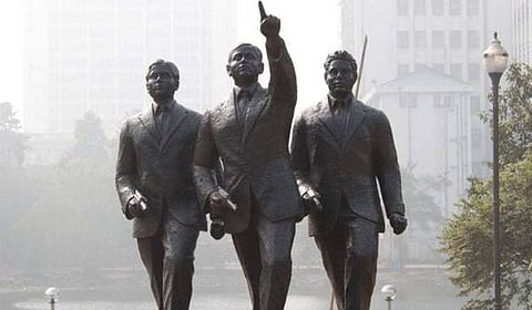 BADAL GUPTA, DINESH GUPTA AND BENOY BASU: Born in Bikrampur in modern day Bangladesh, Badal Gupta was 18 when he martyred fighting in arms against the British. Along with 22-year-old Benoy and 19-year-old Dinesh, Badal volunteered to assassinate Inspector General of Prisons Colonel NS Simpson who was notorious for torturing and manhandling nationalist prisoners. On 8 December 1930, they entered Kolkata's Secretariat Building dressed in Western attires. They shot dead Simpson and injured three other English officers before being outnumbered by the police inside the Writers' Building in Dalhousie square. Unwilling to surrender, Badal consumed Potassium cyanide, while Benoy and Dinesh shot themselves.(Photo | Twitter/SUNDAR DUTTA)