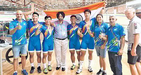 The Indian junior cycling team that won gold in World Championship in Frankfurt