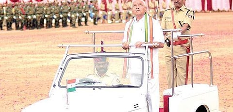 Chief Minister BS Yediyurappa at the Independence Day celebrations in  Bengaluru on Thursday | Express