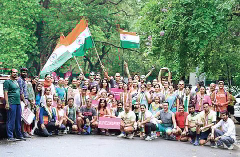 Pinkathon’s ambassadors who ran with Milind Soman on ‘Pinkdependence Day Run’, August 15.