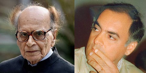Former Jammu and Kashmir Governor Jagmohan and Ex-Prime Minister Rajiv Gandhi. (Photo| EPS/PTI)