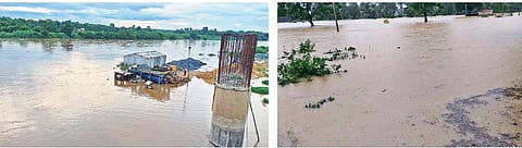 A view of Budhabalanga river near Madhuban in Baripada; Flood water at Surguda village under Lefripara block in Sundargarh district  | ( Photo | EPS )