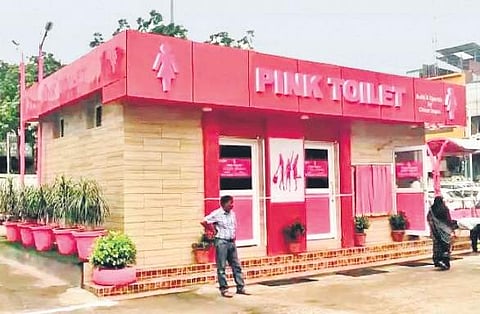 The ‘pink toilet’ is equipped with vending machines for sanitary napkins. | Express Photo Services