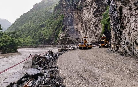 A view of the Chandigarh-Manali highway which was restored for traffic in Mandi district Monday August 19 2019. | PTI