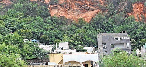 The site of landslide in Vijayawada (Photo |EPS)