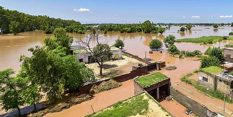 A view of the flooded Village Allowal following heavy monsoon rain in Ludhiana district Monday August 19 2019. | PTI