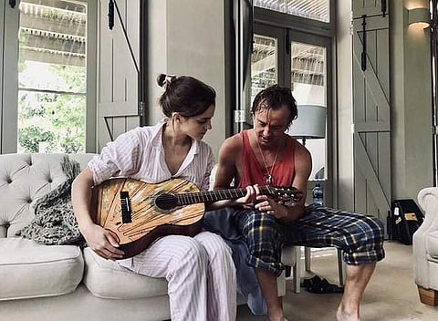 Harry Potter stars Tom Felton and Emma Watson playing the guitar. (Photo | Tom Felton Instagram)