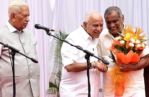 JC Madhuswamy after taking oath. (Photo | Vinod Kumar T, EPS)