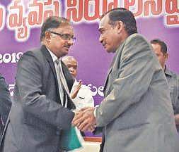 Acting CJ Praveen Kumar with Justice Bhanu Datt on Tuesday (Photo |EPS)