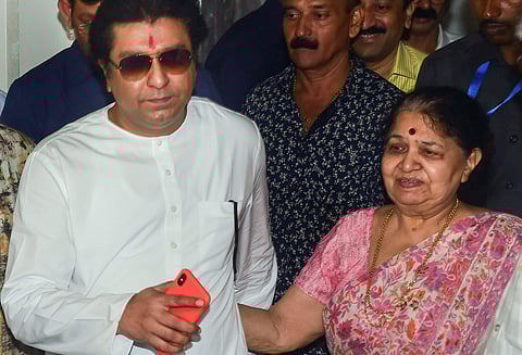 MNS chief Raj Thackeray and his mother leave for the ED office in Mumbai (Photo | PTI)