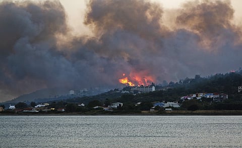 A wildfire burns a forest near Pythagorio town on the eastern Greek island of Samos. | ( Photo | AP )