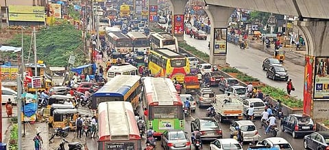 Punjagutta junction traffic (Photo |EPS)