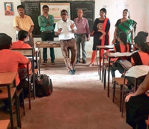 Collector Bhabani Shankar Chayani taking class in Vivekananda Bidyapitha