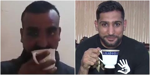Indian Wing Commander Abhinandan Varthaman ( left), Pakistani British boxer Amir Khan ( right ) | ( Photo | Screengrabs from Twitter videos )