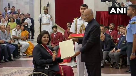 Deepa Malik receives Khel Ratna from President Ram Nath Kovind. (Photo | ANI)