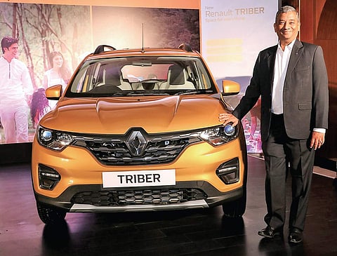 Venkatram Mamillapalle, managing director, Renault India, launches Triber. (Photo | EPS)