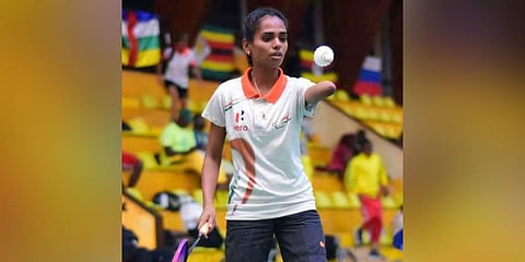 Arati Patil playing badminton. (Photo | EPS)