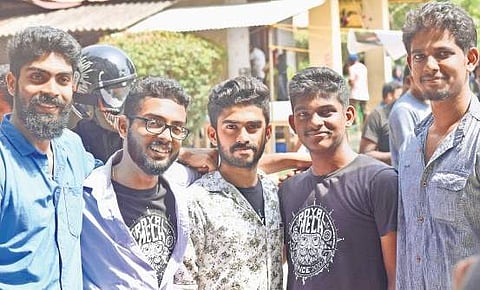 (From left) Azhar Mohammed, Vishnu M, Gokul B, Vishnu G L, Krishnadas S