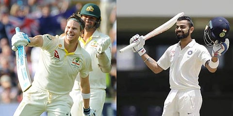 Former Australia skipper Steven Smith and India skipper Virat Kohli (Photo | AP)