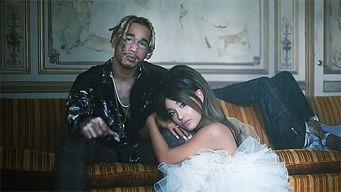 Pop star Ariana Grande and 'Social House' band member, Mikey Foster in 'Boyfriend'. (YouTube grab)