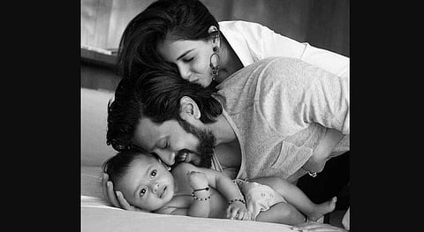 Actors Riteish Deshmukh and Genelia with their son. (Photo | Genelia Instagram)