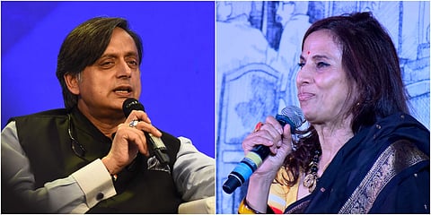L-R: Author-politician Shashi Tharoor; columnist and novelist Shobhaa De. (Photos | File, EPS)