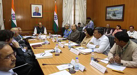 Fifteenth Finance Commission met Defence Minister Rajnath Singh and senior officials of Ministry of Defence (Photo | EPS)