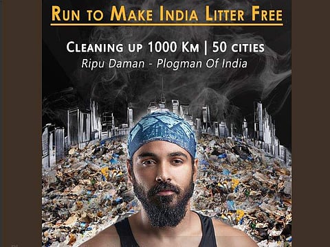 India's first plogger Ripu Daman Bevli has organised a run to make the country litter-free. | ( Photo | Ploggers of India Twitter )