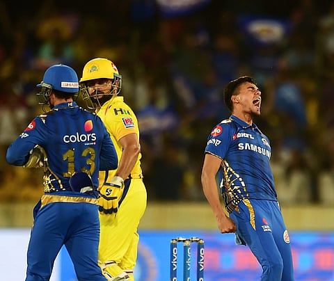 Rahul Chahar celebrates a wicket during the IPL (Photo | AP)