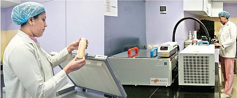 Staff at the Amaara Milk Bank, Fortis La Femme in Greater Kailash, New Delhi. (Photo | Arun Kumar, EPS)
