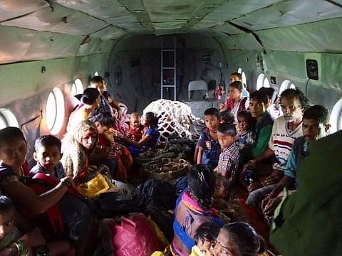 Around 58 villagers, including 16 children, were rescued and shifted by IAF. (Photo | EPS)
