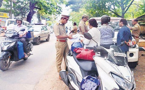 The Motor Vehicles Department and the police have started inspections in the city as part of the road safety action plan. MVD officials inspecting vehicles at Poojappura   Vincent Pulickal