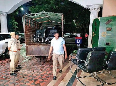 Furniture of the Roads and Building department being moved out of the Secretariat in Hyderabad on Wednesday ( File Photo| EPS)