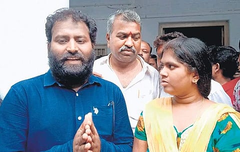 Parents of the 9-month-old girl post judgment at Warangal on Thursday (Photo| EPS)