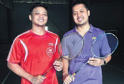 Sparring partners Heri Setiawan and Tri Prasetyo