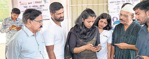 GHIAL and Cab Dost jointly organises Tax-E-Mela, at Rajiv Gandhi International Airport on Saturday. (Photo | EPS)