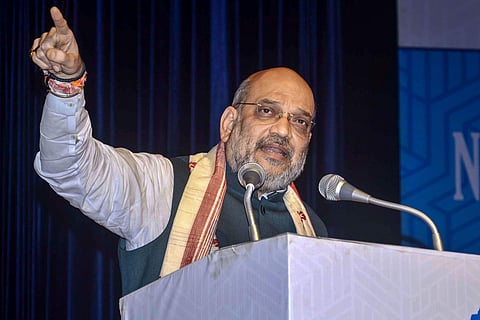 Union Home Minister Amit Shah addresses during the 4th Conclave of the North East Democratic Alliance NEDA in Guwahati Monday September 9 2019. | PTI
