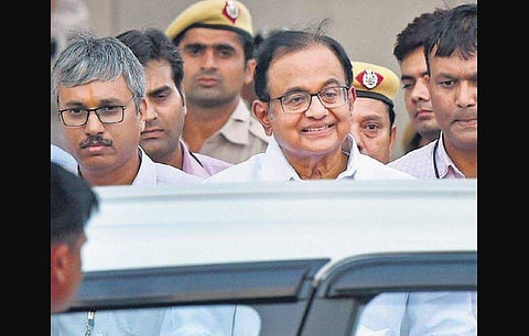 Congress leader and former finance minister P Chidambaram after being produced at Rouse Avenue Court in New Delhi (File | EPS)