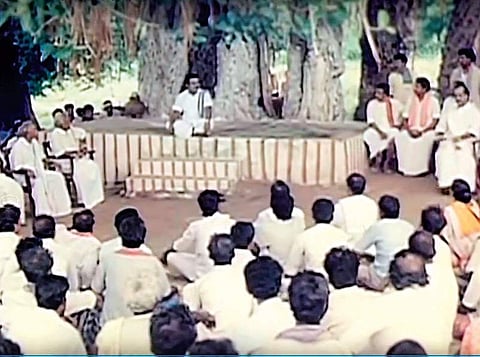 The first panchayat scene in Chinna Gounder.