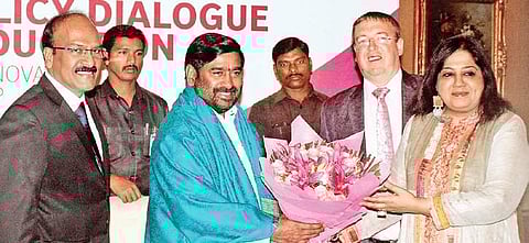 British Deputy High Commissioner Andrew Fleming with Education Minister G Jagadhish Reddy in Hyderabad (File Photo|EPS,  Satha Keerthi)