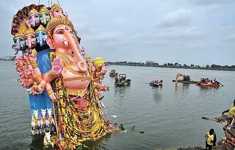 Immersion peaceful as Hyderabad bids adieu to Ganesha 