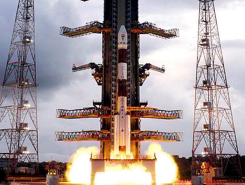 Chandrayaan-1 taking off at the Satish Dhawan Space Centre in Sriharikota (File Photo | AP)