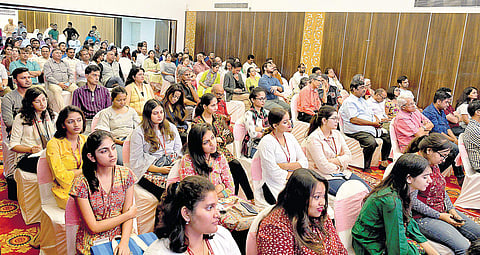 A section of the audience at the  panel discussion organised by The New Indian Express and B.PAC, titled ‘Bengaluru Forward — Infrastructure and Mobility’ in Bengaluru on Friday
